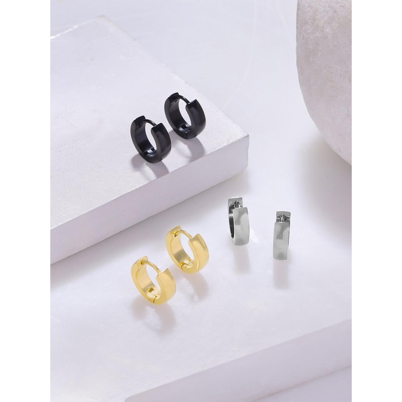 Yellow Chimes Men Set Of 3 Contemporary Studs Earrings