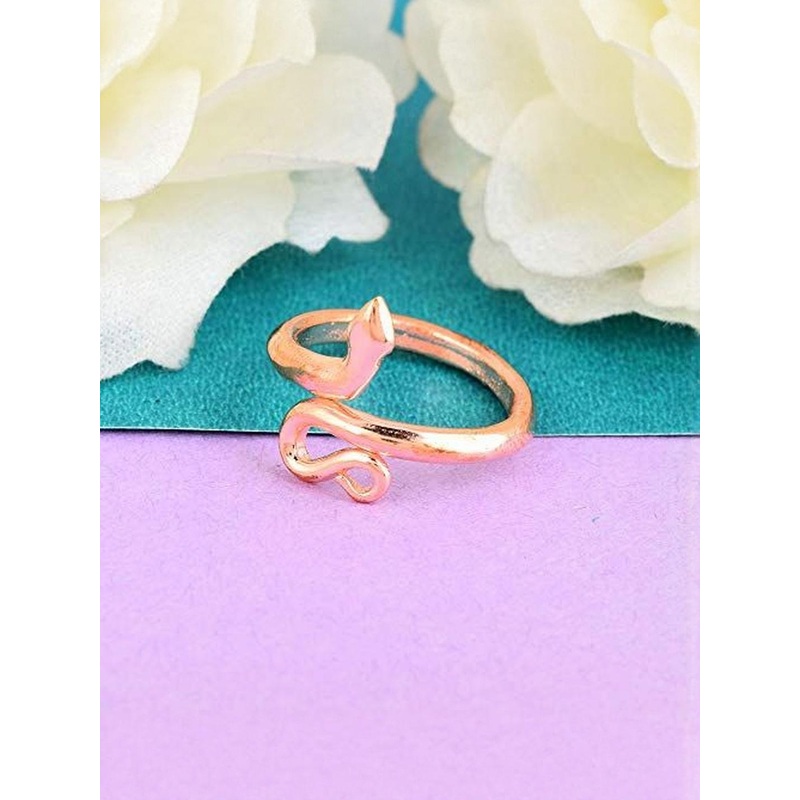 Brass Metal Copper Finish Nagdevta Snake Adjustable Finger Ring