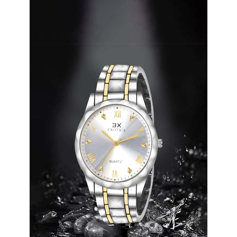 EXOTICA Gents IP Gold Men Brass Dial & Straps Analogue Watch EX-6079-TT-White