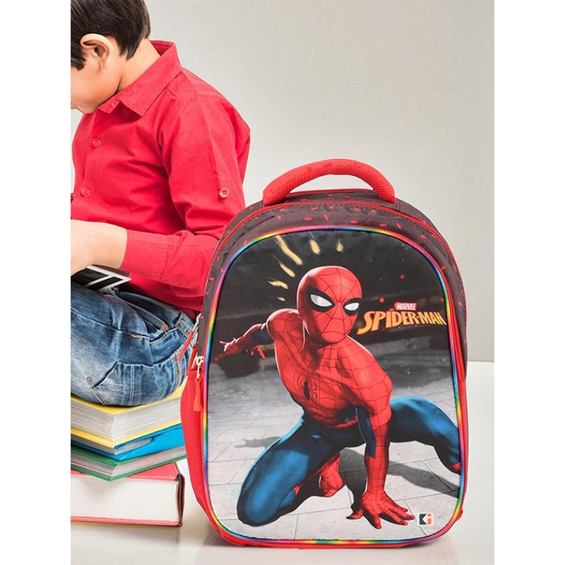 Kuber Industries military school College  Backpack for Boys and Girls Cartoon Large Red