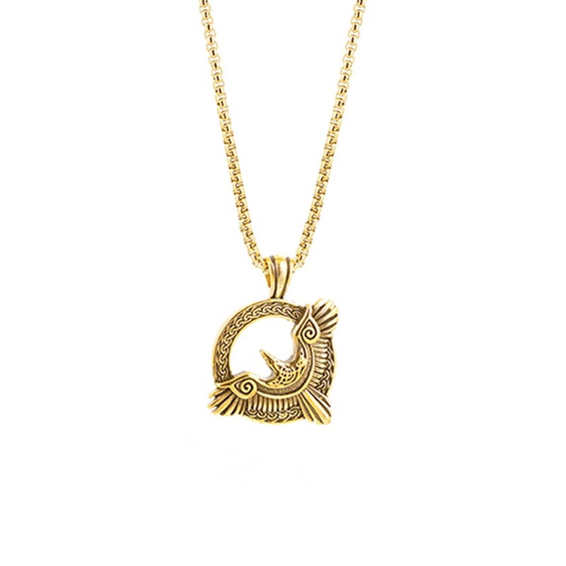 SWASHAA Men 18K Gold Plated Stainless Steel Froro Eagle Pendant With Chain