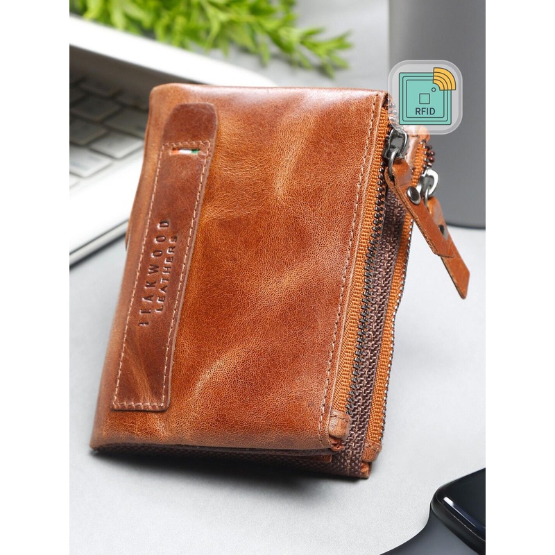 Teakwood Leathers Men Leather Zip Around Wallet