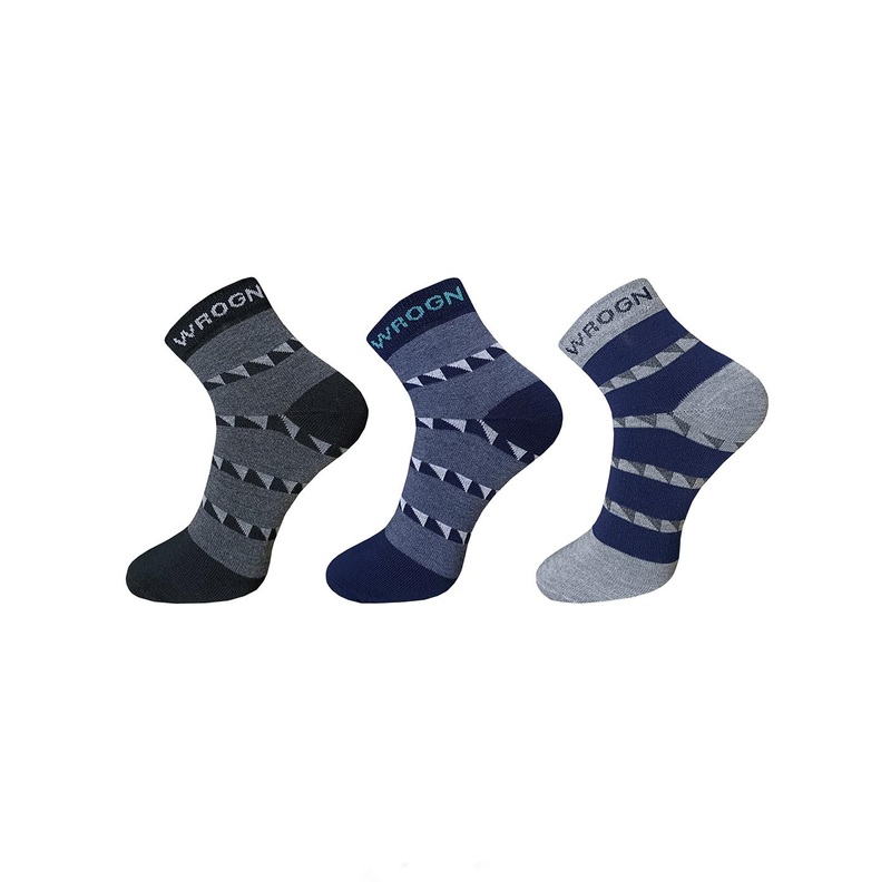 WROGN Men Pack Of 3 Patterned Ankle Length Socks