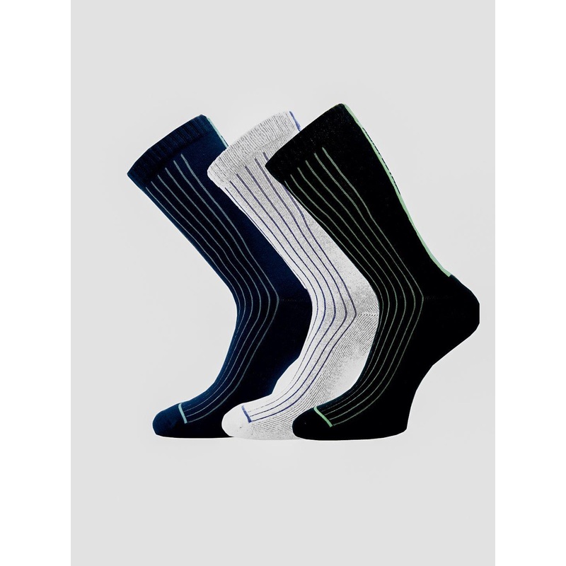 Aeropostale Men Pack Of 3 Striped Half Cushion Calf-Length Socks