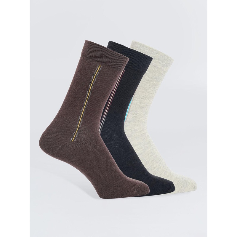 Camey Men Pack Of 3 Striped Assorted Calf Length Socks