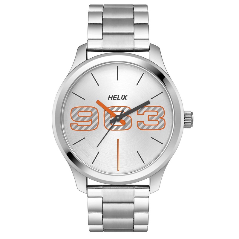 Helix By Timex Men Printed Dial & Stainless Steel Bracelet Style Straps Analogue Watch TW043HG00