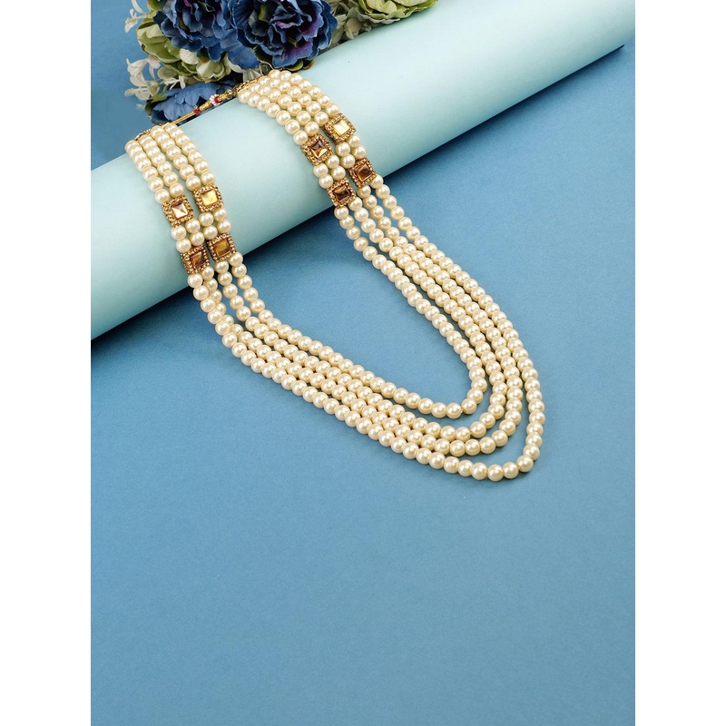 JIYANSHI FASHION Gold-Plated Beaded Layered Necklace