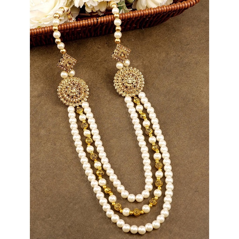 JIYANSHI FASHION Gold-Plated Pearl-Beaded Necklace