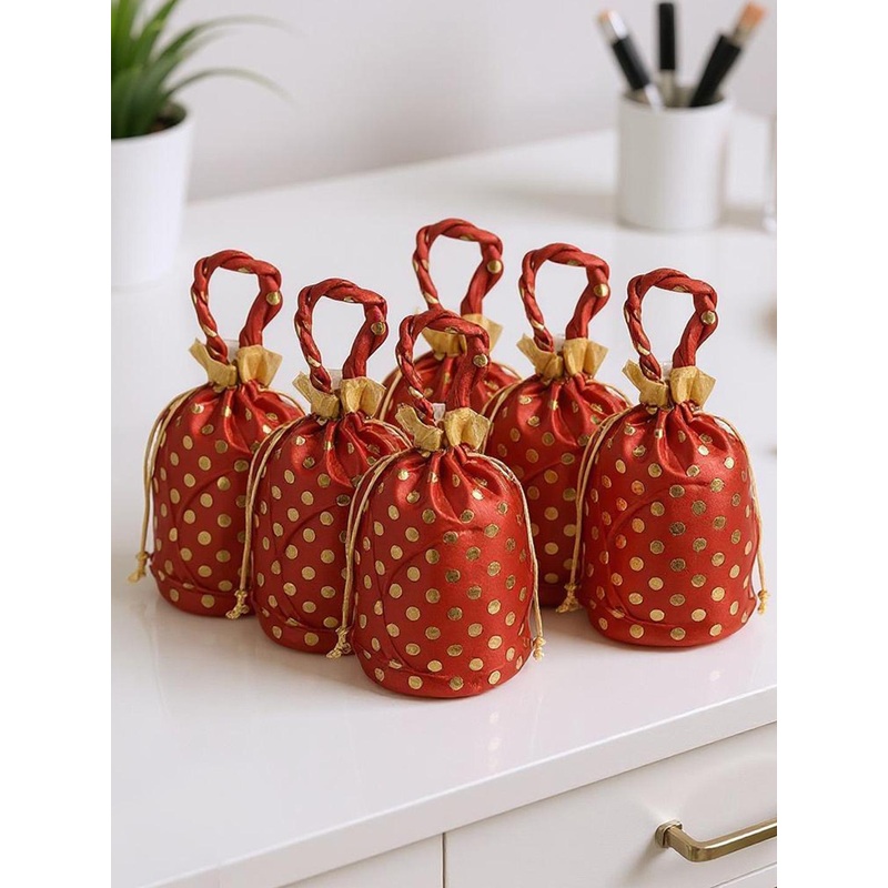 Kuber Industries Unisex Pack of 6 Printed Wedding Potli