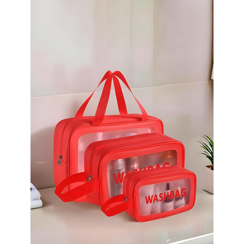 Myntra Elegant Homes Set Of 3 Printed Waterproof Makeup Pouch With Zip & Hand Strap