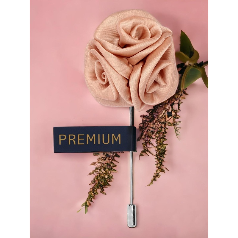 PELUCHE Beige Ranunculus Flower Brooch Lapel Pin