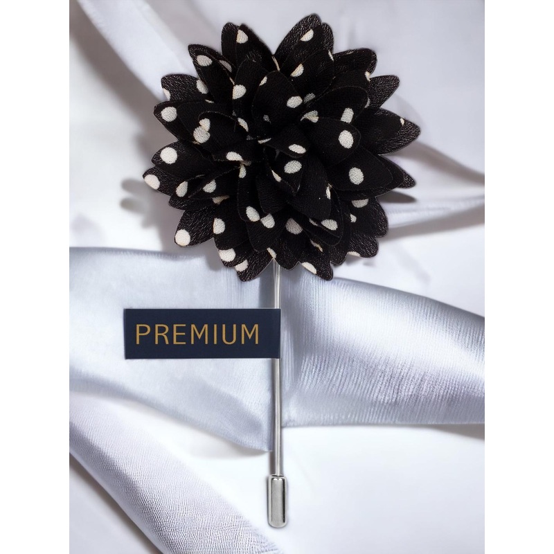 PELUCHE Unisex Black & White Polka Petals Lapel Pin