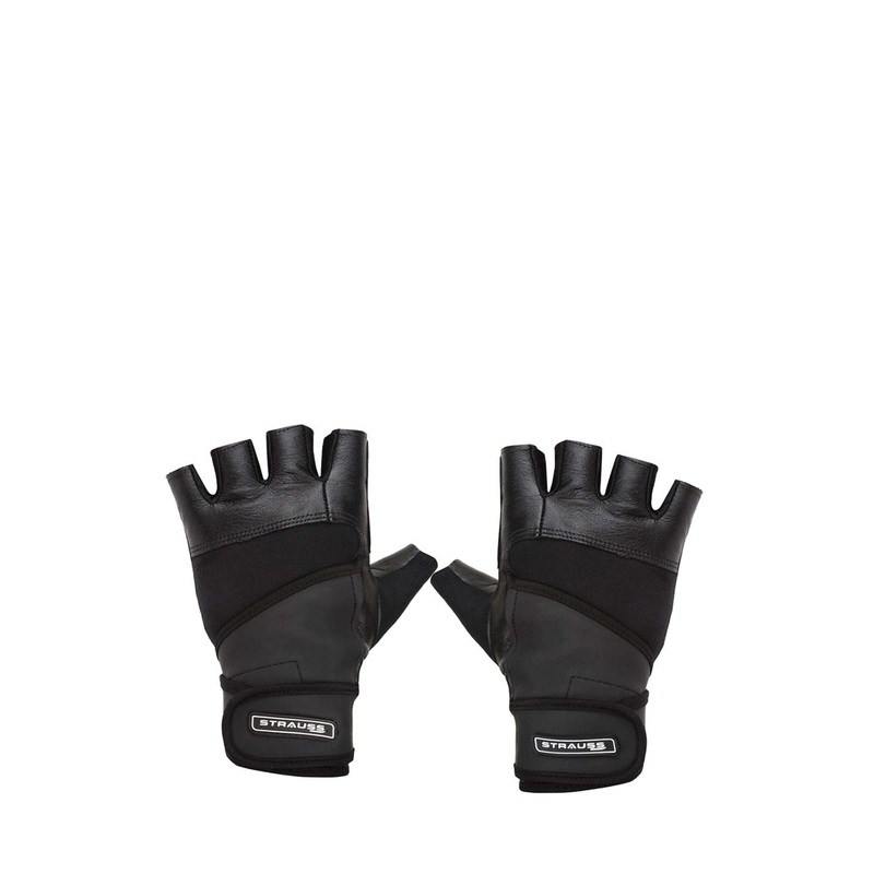 STRAUSS Patterned Weight Lifting Fitness Leather Gym Hand Gloves With Wrist Wrap