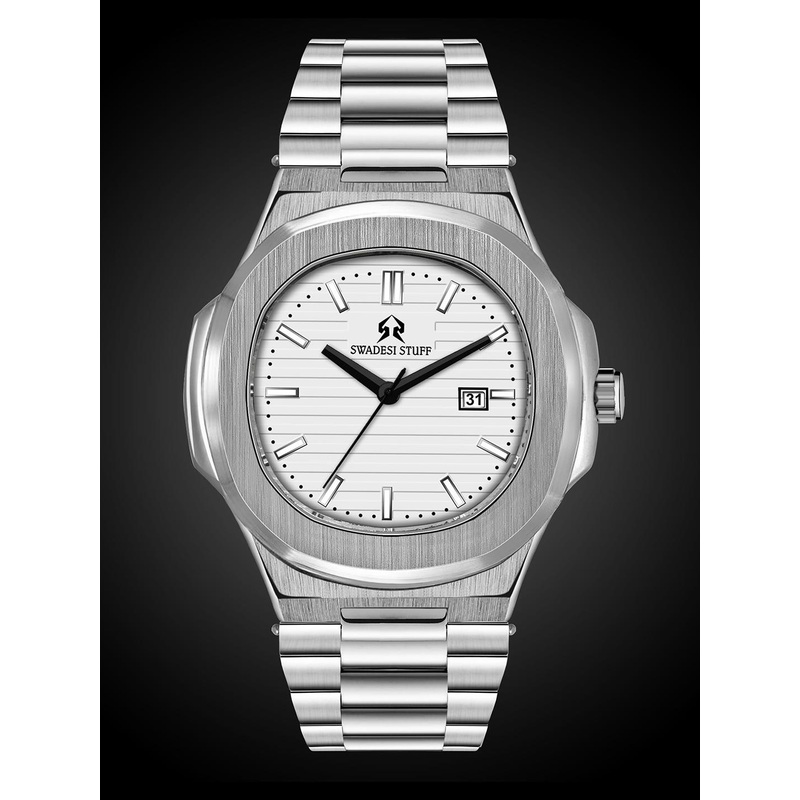 SWADESI STUFF Men Round Dial Analogue Watch PREMIUM WHITE 81