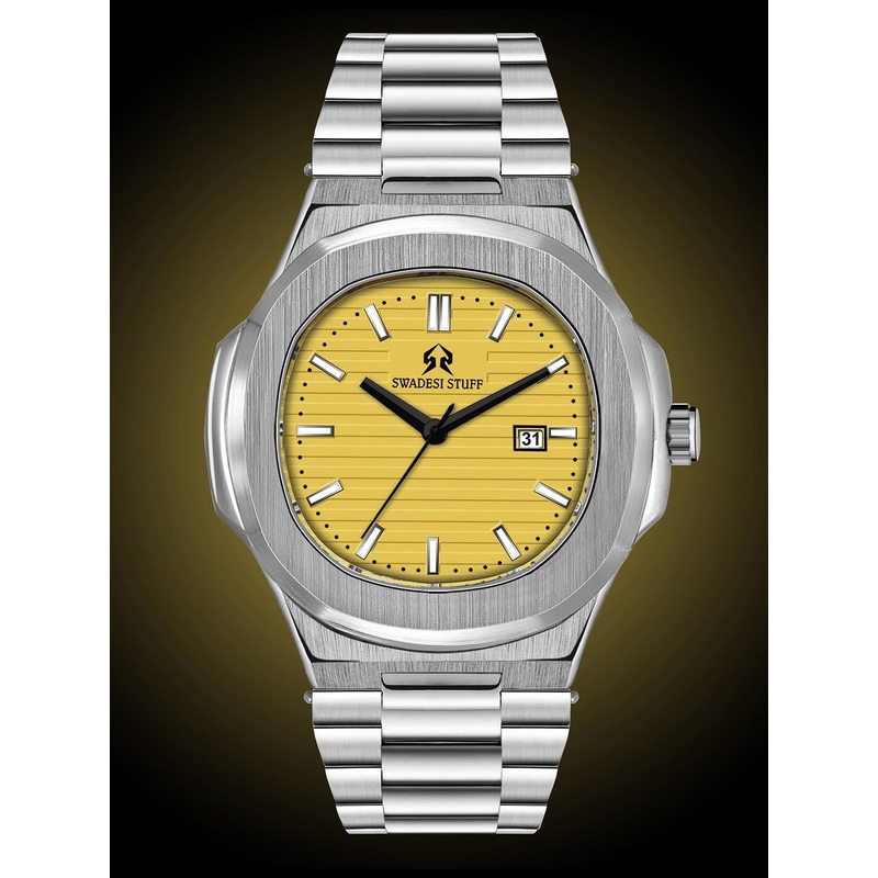 SWADESI STUFF Men Round Dial Analogue Watch PREMIUM YELLOW 18