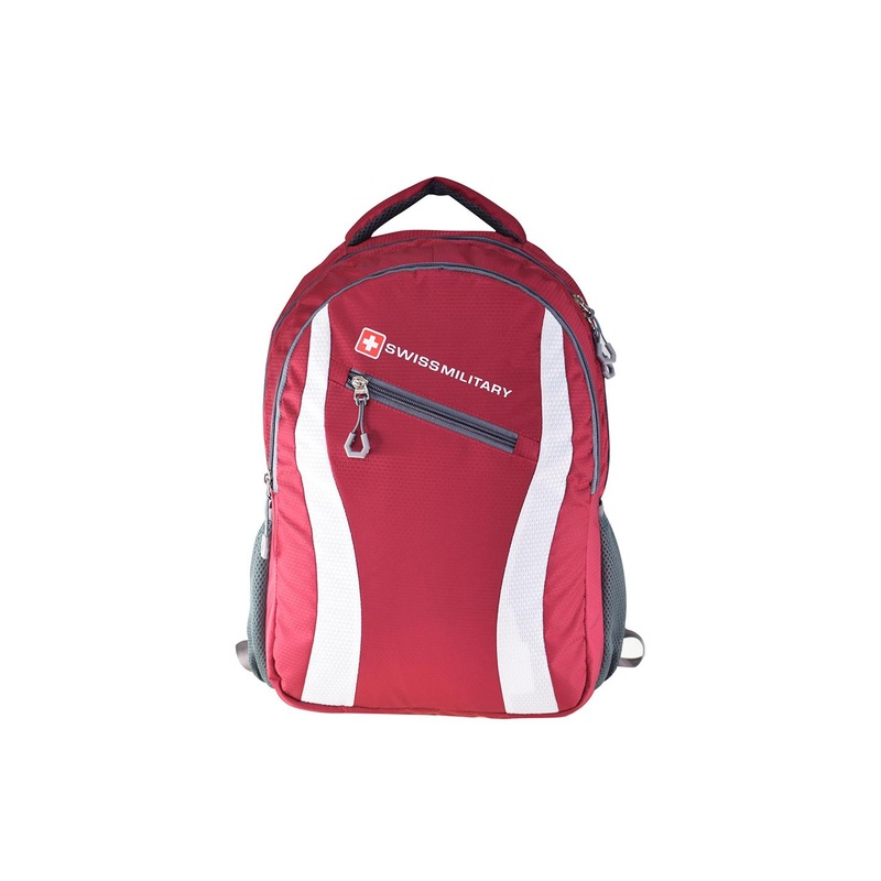 SWISS MILITARY Unisex Red & White Brand Logo Laptop Backpack