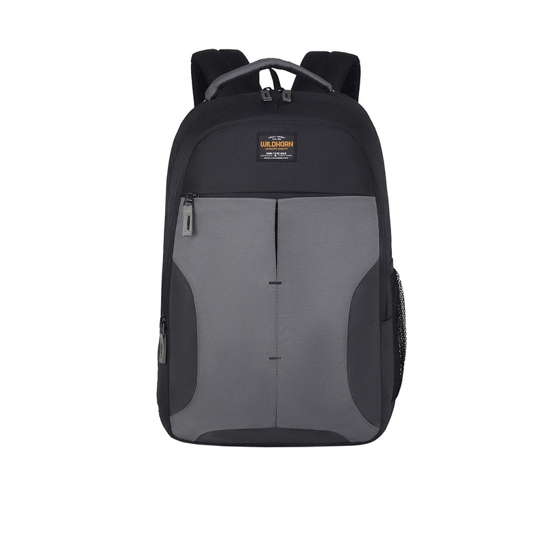 WildHorn Unisex Black & Grey Backpack with Compression Straps