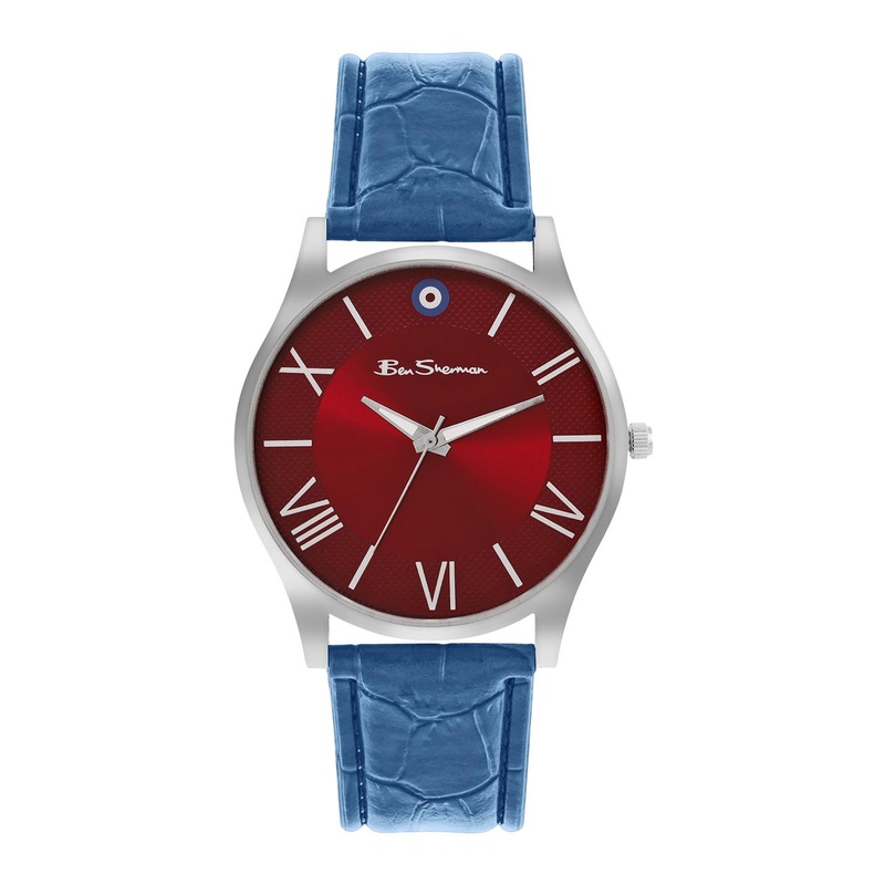 BEN SHERMAN Men Textured Dial & Leather Straps Analogue Watch BS102UR