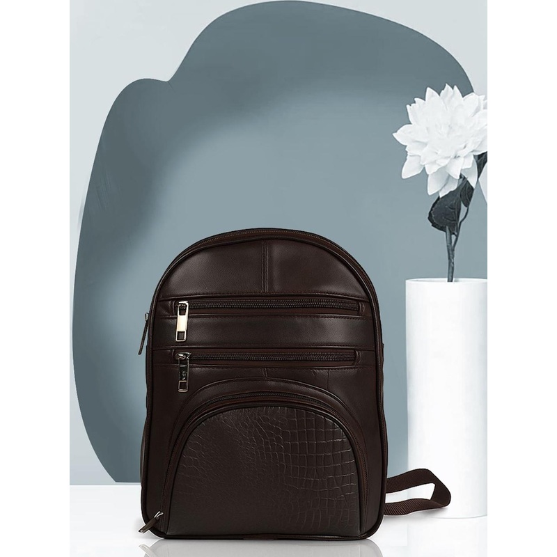 CIMONI Unisex Textured Leather Backpack