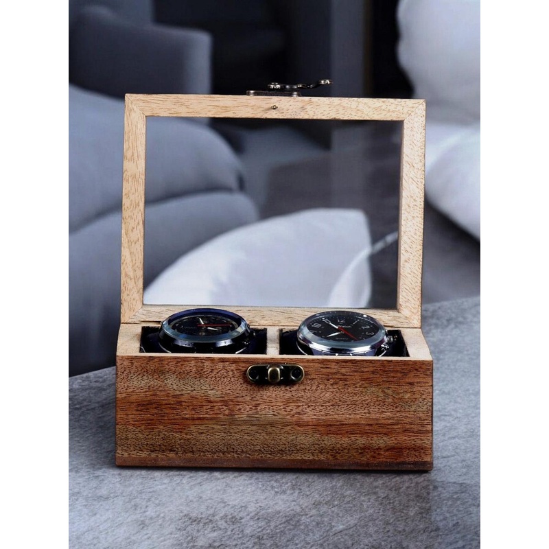 Creation India Craft Brown 2 Slots Wooden Watch Organiser