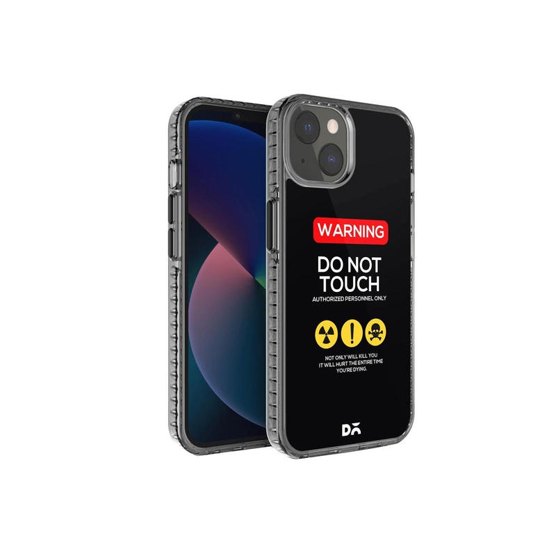 DailyObjects Black Printed Do Not Touch iPhone 13 Phone Case