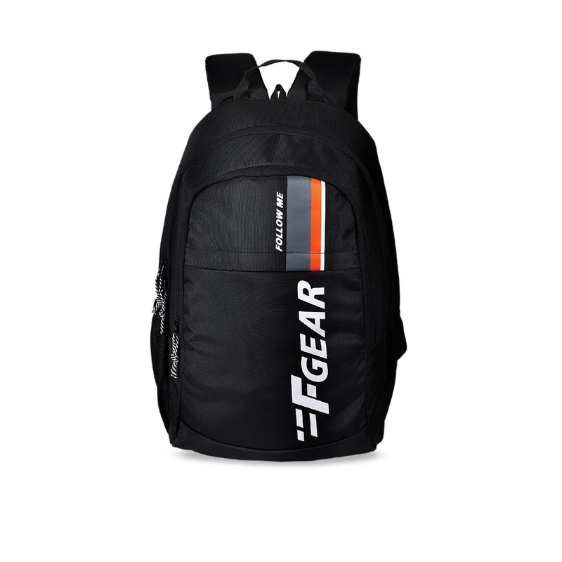 F Gear Unisex Black Brand Logo Water-Resistant Backpack