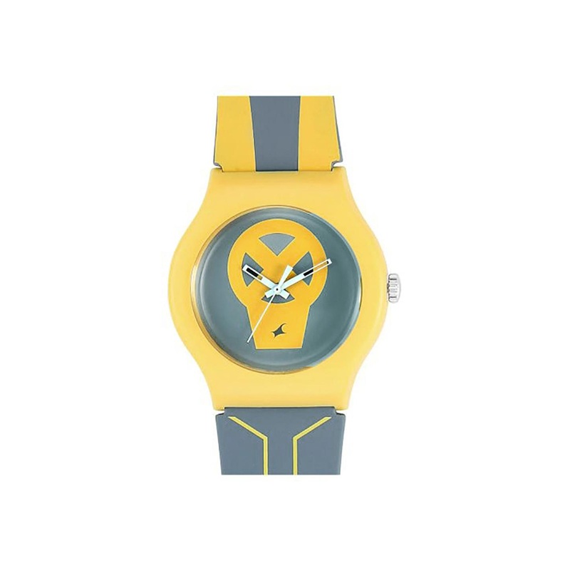 Fastrack Unisex Grey & Yellow Printed Analogue Watch 9915PP83