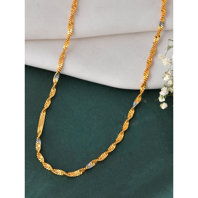 Jewels Nest Men Stainless Steel Gold-Plated Twisted Link Minimal Chain