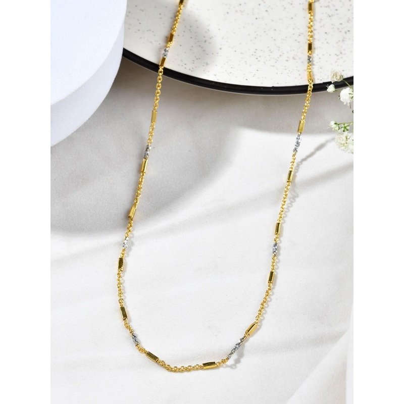 Jewels Nest Unisex Stainless Steel Gold-Plated Textured Link Minimal Chain