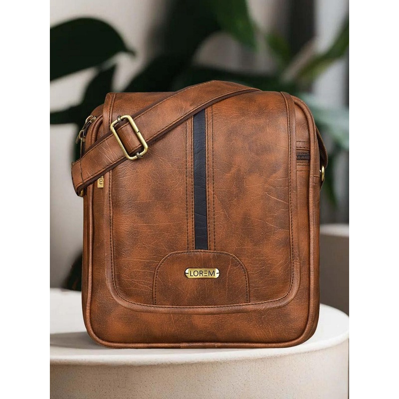 LOREM Tan Structured Sling Bag