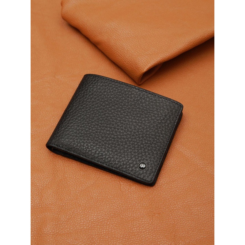 Peter England Men Leather Textured Fashion Brand Logo Two Fold Wallet