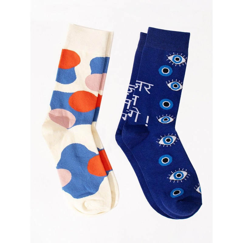 Thela Gaadi Unisex Pack Of 2 Patterned Calf-Length Socks