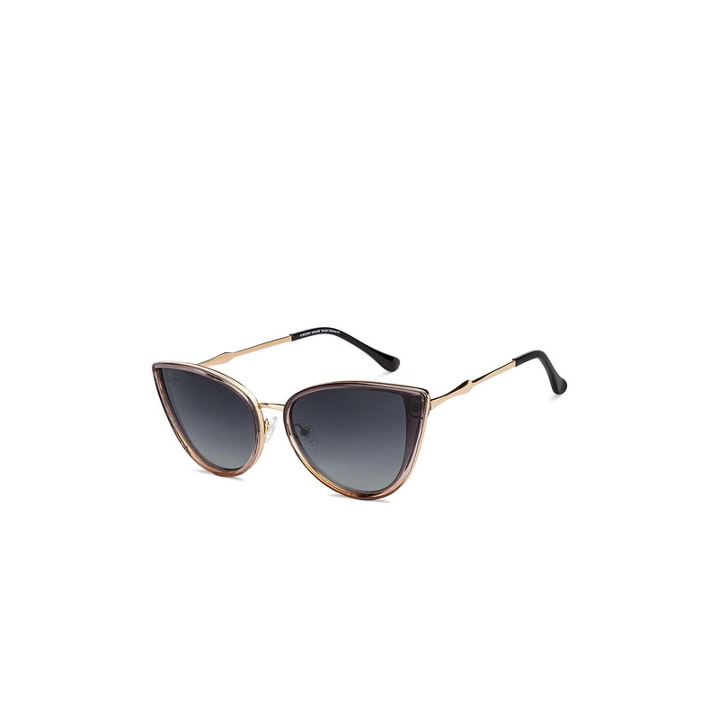 Vincent Chase by Lenskart Unisex Grey Lens & Gunmetal-Toned Cateye Sunglasses with Polarised Lens