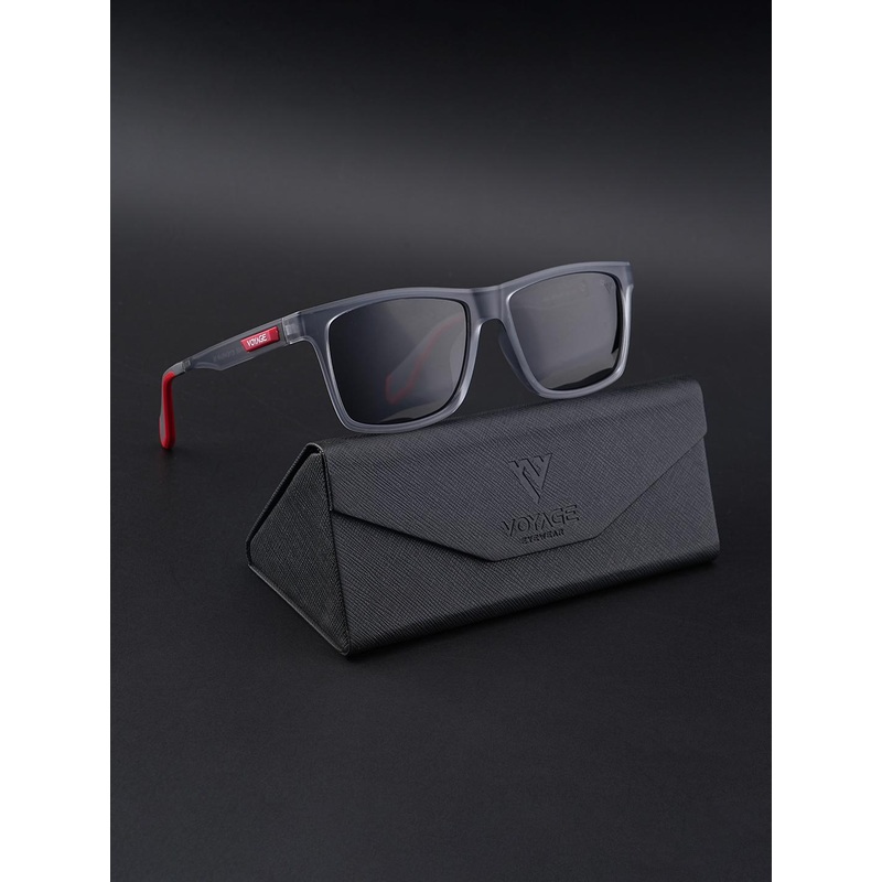 Voyage Unisex Lens Gunmetal-Toned Wayfarer Sunglasses With Polarised and UV Protected Lens