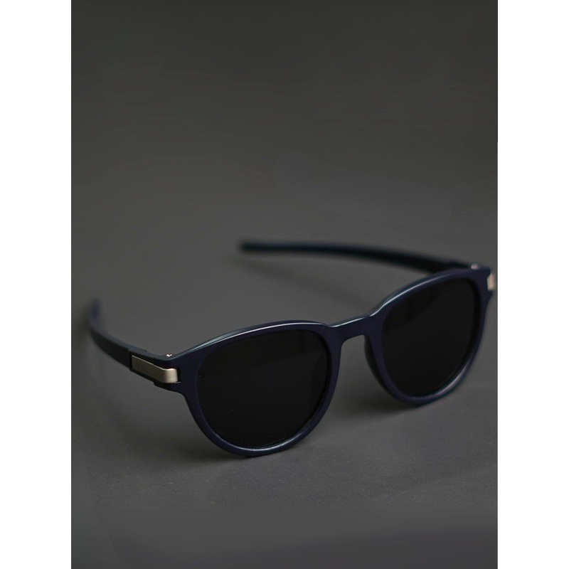 AFERELLE Unisex Black Lens & Blue Round Sunglasses with OFULNAVYBLK