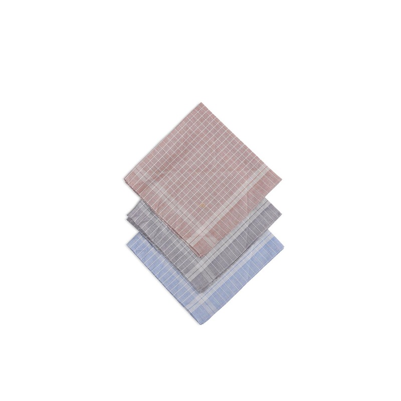 Arrow Men Pack Of 3 Checked Pure Cotton Handkerchiefs