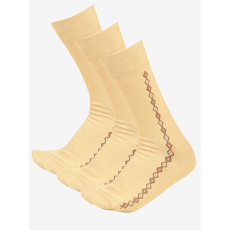 Bodycare Men Pack of 3 Patterned Moisture Wicking Combed Cotton Calf Length Socks