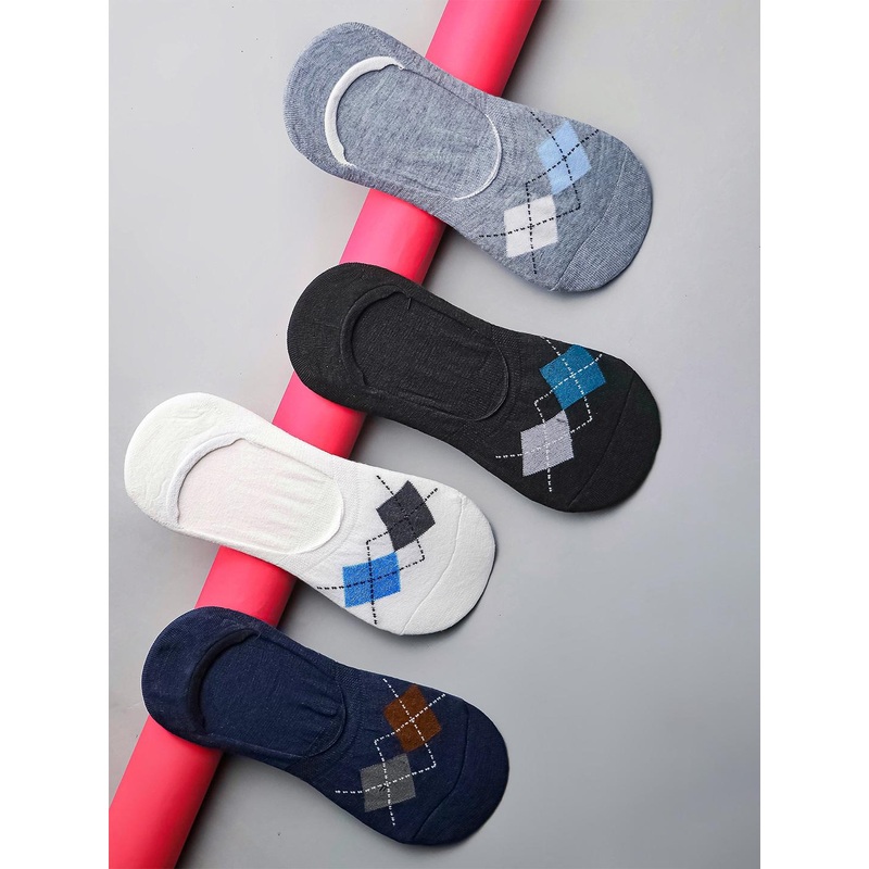 Brauch Men Pack Of 4 Assorted Cotton Shoe-Liner Socks