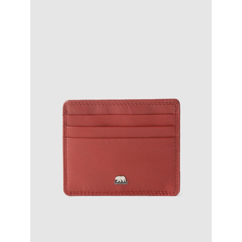 BROWN BEAR Men Red Solid Leather Card Holder