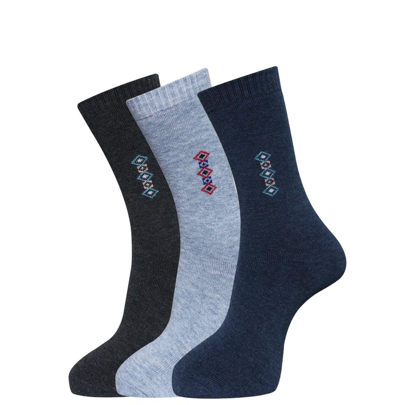 Dollar Socks Men Pack Of 3 Assorted Wool Anti-Odour Calf-Length Socks