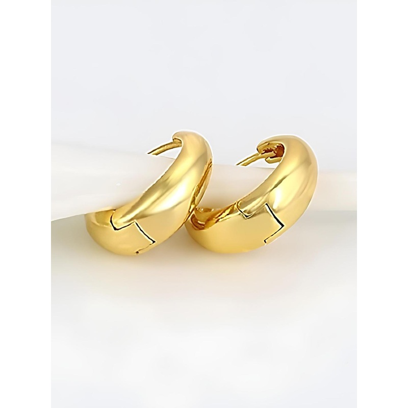 KARISHMA KREATIONS Men Gold Plated Stainless Steel Hoop Earrings