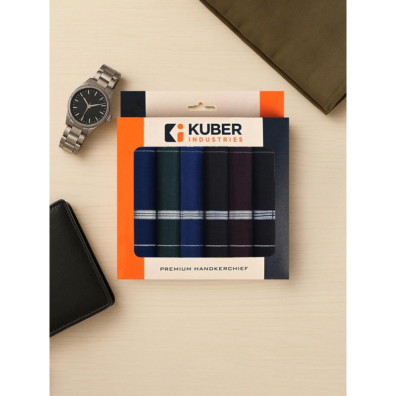 Kuber Industries Pack Of 6 Striped Cotton Handkerchiefs