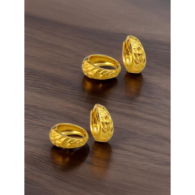 MA FASHION Set Of 2 Unisex Gold-Plated Circular Shaped Hoop Earrings