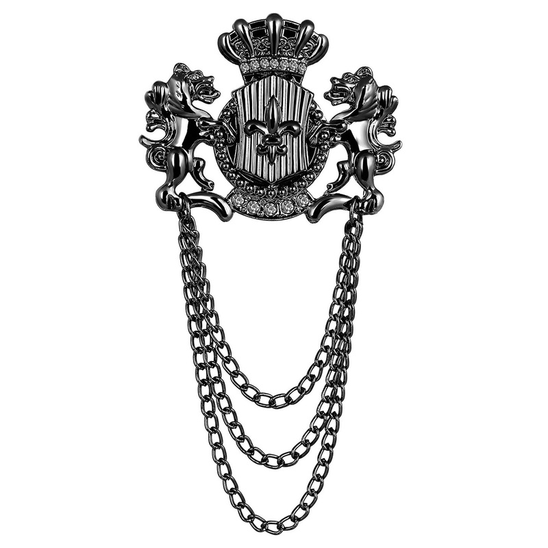 Mahi Men Unicorns-Shaped Chain Brooch