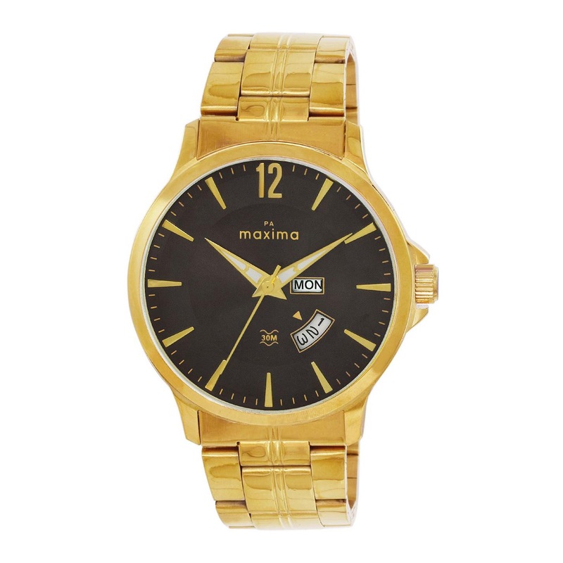 maxima Men Embellished Dial & Stainless Steel Straps Analogue Watch 68974CMGY