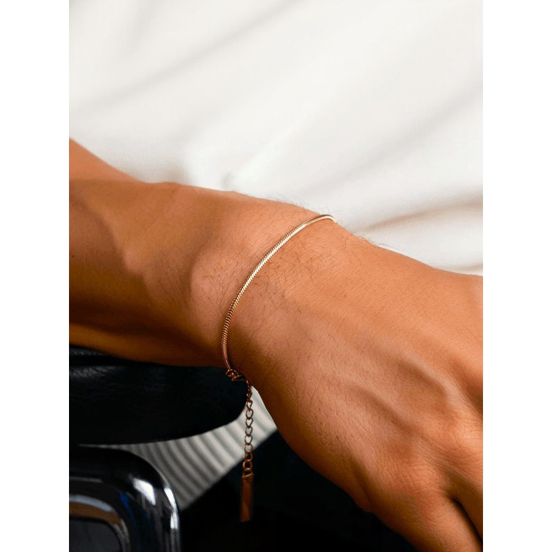 MILLER Men Stainless Steel 1mm Gold-Plated Link Bracelet
