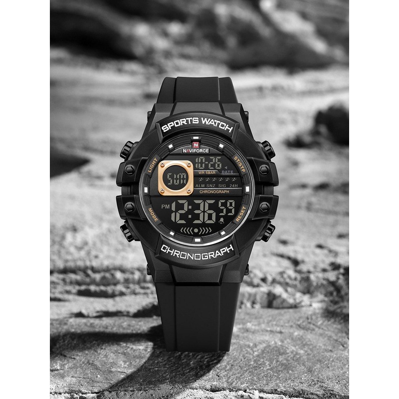 Naviforce Men Dial & Straps Digital Chronograph Watch NF6102 B-RG-B
