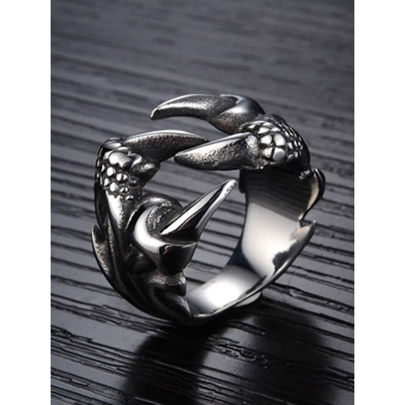 OOMPH Men Stainless Steel Vintage Gothic Dragon Claw Biker Fashion Finger Ring