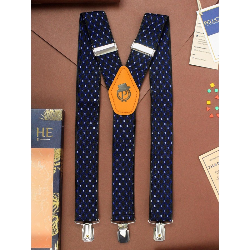 PELUCHE Men Black & Blue Printed Suspenders