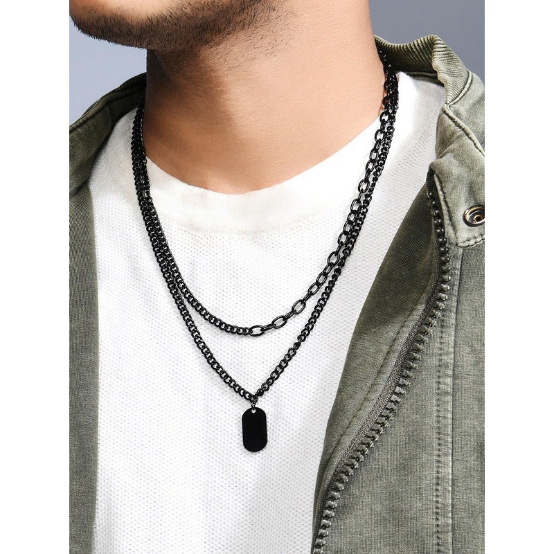 The Bro Code Men Dog Tag Layered Necklace